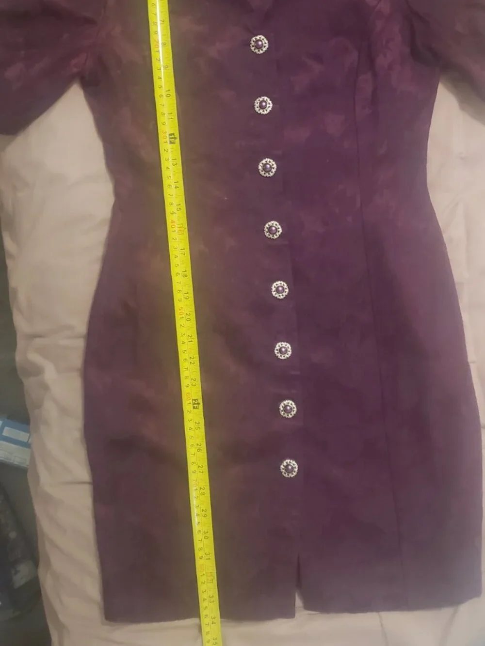 Vintage Purple Jacquard Dress- 80's/90's  Great for Fall!